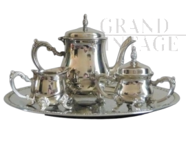 Dutch Louis XV style tea set in silver plated metal