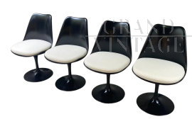 Set of 4 Black Swivel Tulip Chairs by Eero Saarinen for Knoll