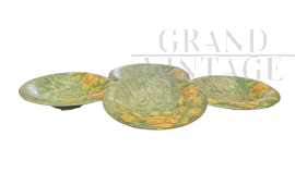 Set of four vintage ceramic plates painted with yellow roses