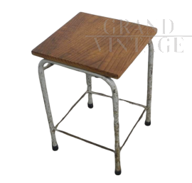 1970s square industrial stool