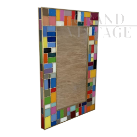 Design mirror with glass mosaic frame