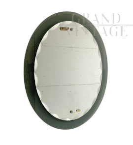 Vintage two-tone oval mirror in Cristal Art style, Italy 1950s          