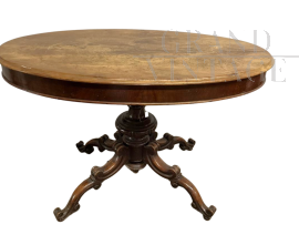 Antique oval side table in solid walnut from the Louis Philippe period