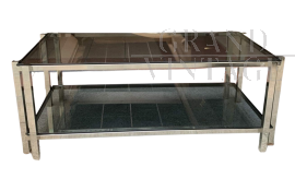 Coffee table in the style of Jacques Adnet in brass and smoked glass