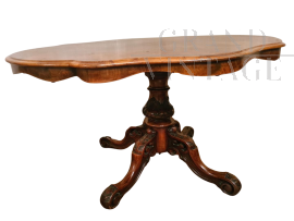 Mid-19th century Victorian center table with violin-shaped top