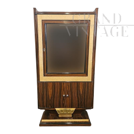 Art Deco style display cabinet in wood and parchment