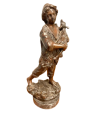 Antonio Cinque - antica scultura di pastorella in bronzo, Napoli '800                            