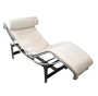 90s Bauhaus-inspired chaise longue in white leather              
                            