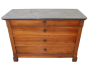 Antique chest of drawers in solid walnut with gray marble top, 19th century                         
                            