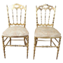 Pair of antique Chiavarine type chairs gilded with gold leaf, late 19th century