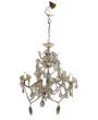Vintage 5-light chandelier with glass drops, 1940s - 1950s 