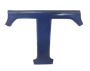 Small blue terracotta letter T, 1940s