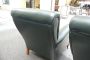 50s Frau style armchairs in green skai, with wheels