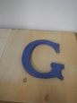 Small blue terracotta letter G, 1940s