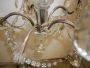 Lampadario vintage a 5 luci con gocce di vetro, anni '40 - '50