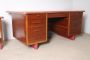 Set da ufficio vintage con scrivania e mobiletto in palissandro e skai                            