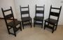 Set of four antique chairs in black stained oak, early 1900s   