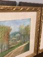 Menotti Pertici - coppia di dipinti a pastello con paesaggi toscani