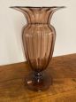 Murano glass vase from the 1930s in striped amber color