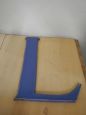 Blue terracotta letter L, 1940s