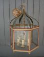 Lanterna vintage in vetro  e legno laccato