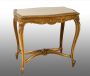 Tavolino antico Napoleone III in legno dorato e intagliato con piano in marmo