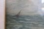 P. Sacchetto - dipinto mare in tempesta con barche, anni '40