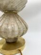Coppia di grandi lampade da tavolo AVEM in vetro di Murano beige e oro