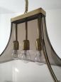Pagoda chandelier by Esperia from the 1950s in smoked glass