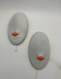 Pair of 1970s Welas oval glass wall lights
