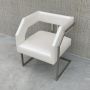 Pair of modern design armchairs in white eco-leather, late 1900s