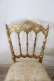 Pair of antique Chiavarine type chairs gilded with gold leaf, late 19th century