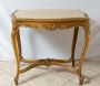 Tavolino antico Napoleone III in legno dorato e intagliato con piano in marmo