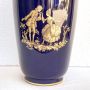 Cobalt blue Limoges vase with pure gold decorations, France mid-20th century