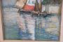 Giulio Sommati - dipinto con barche a vela, pastelli su cartoncino