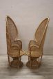 Pair of Emmanuelle Peacock wicker and bamboo armchairs, 1970s