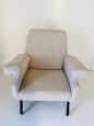 Pair of vintage 60s armchairs in iron and original beige fabric