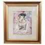 Migneco Giuseppe - watercolor painting on paper with woman portrait, signed                     
                            
