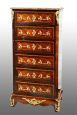 Antique Napoleon III French tallboy in precious woods with bronzes                        
                            