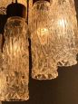Lampadario design con 12 bicchieri in vetro di Murano, anni '70