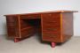 Set da ufficio vintage con scrivania e mobiletto in palissandro e skai