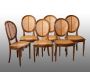 Gruppo di sei sedie antiche a medaglione in massello di mogano                            