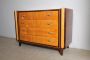 1950s mid-century chest of drawers in birch briar and walnut