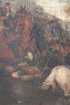 Battle scene with cavalrymen, 17th century painting, oil on canvas