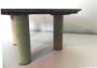 Tavolino ovale con piano in marmo verde alpi e gambe rivestite in alcantara