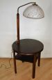 Vintage floor lamp with wooden reading table, 1950s