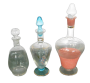 Set of 3 Vintage Glass Liquor Decanters, 1950s                         
                            
