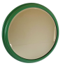 Round vintage mirror in green lacquered solid wood
