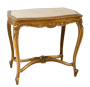 Tavolino antico Napoleone III in legno dorato e intagliato con piano in marmo                            
