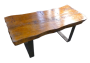 Tavolino da salotto con piano in legno spesso di ciliegio in asse unica                            